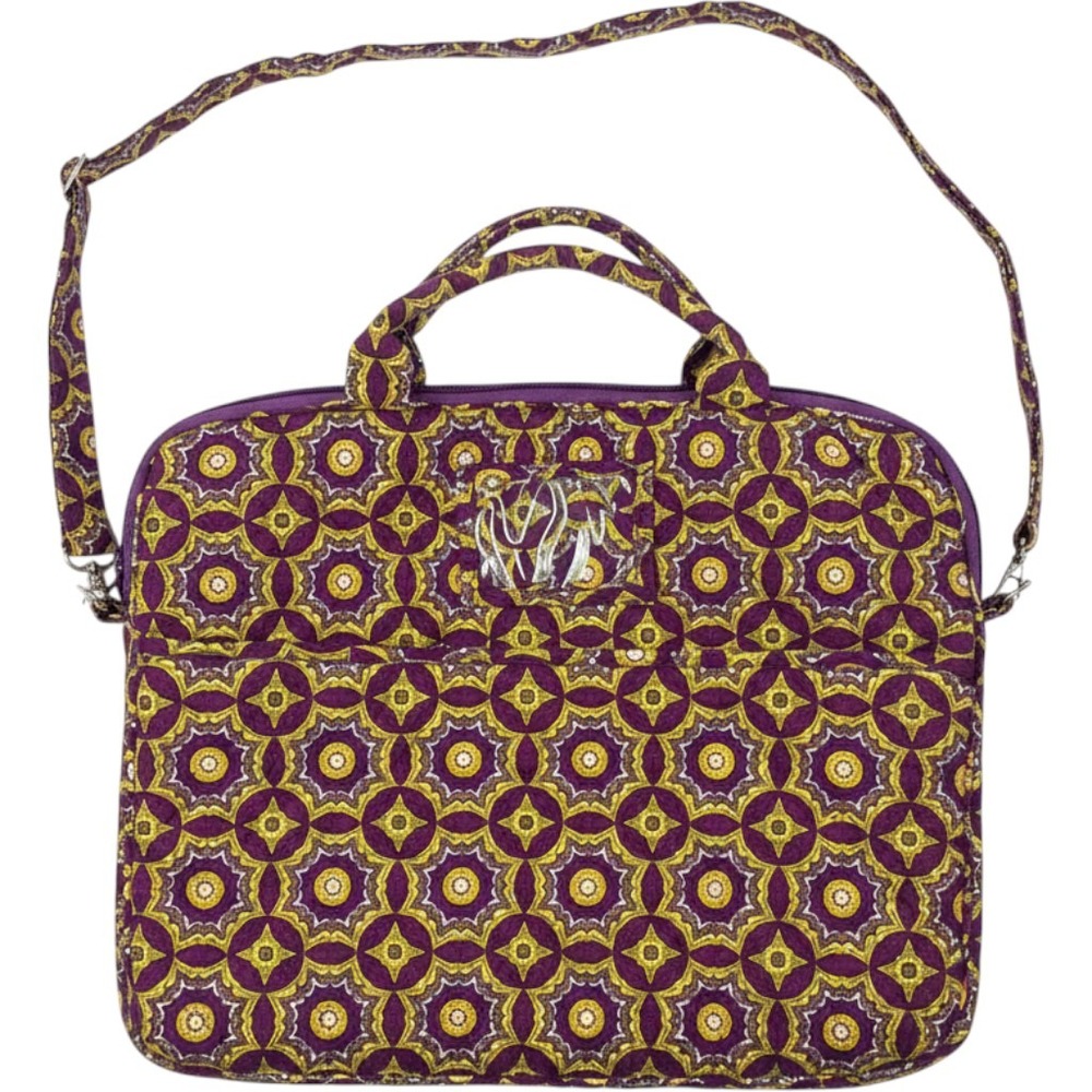 Vera Bradley Plum Crazy Quilted Laptop Messenger Bag Crossbody Purple Floral